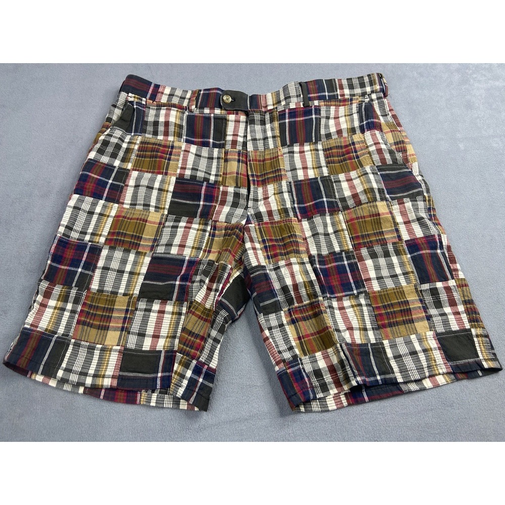 Peter Millar Shorts Mens 40 Madras Patchwork Golf Preppy 10" Cotton Bermuda‎